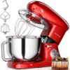 SASA ROCOO Stand Mixer | 7.5QT 660W 6+P Speed Tilt-Head Food Mixer | Kitchen Electric Mixer with Stainless Steel Bowl,Whisk,Dough Hook and Beater (RD)